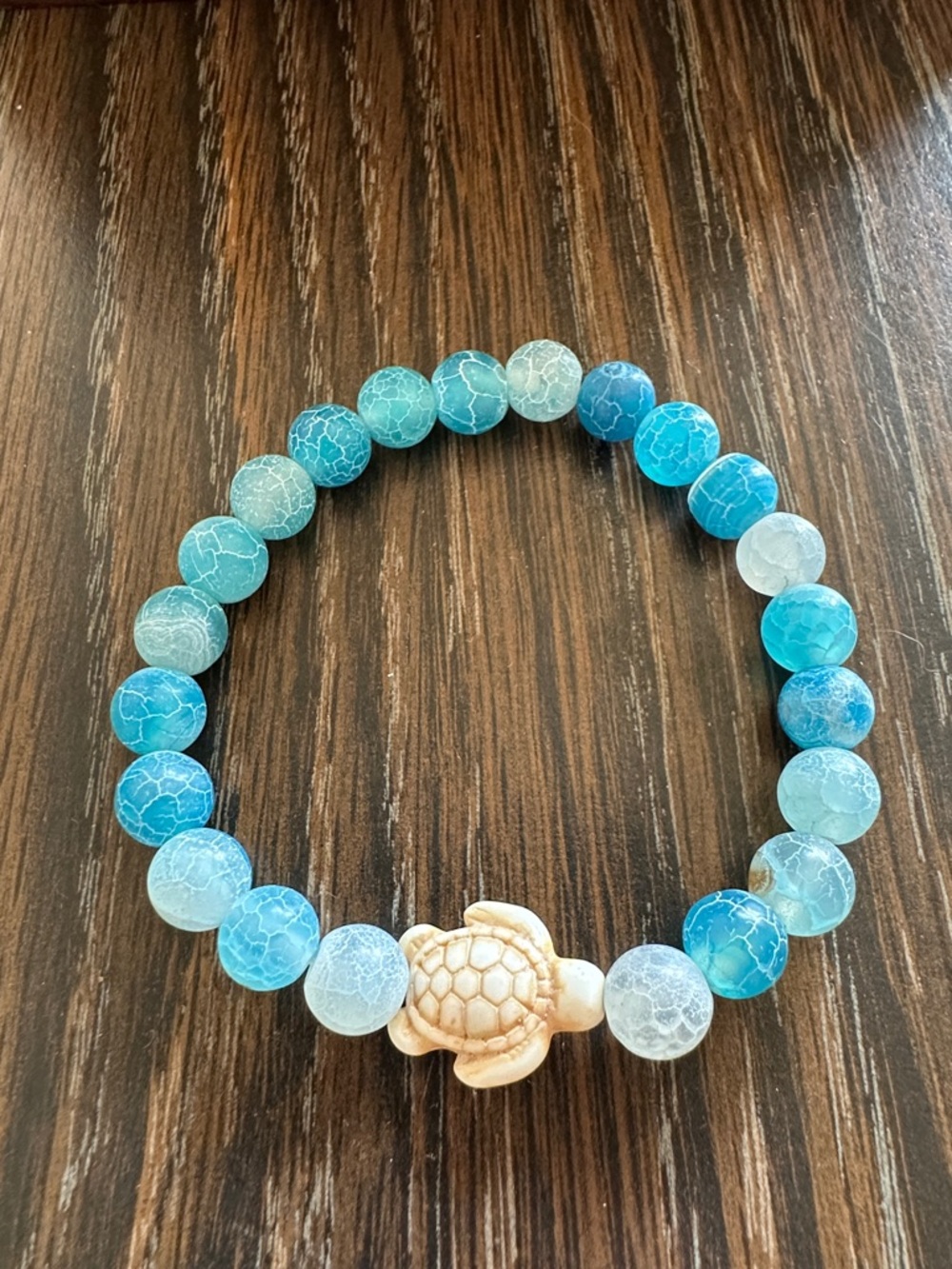 Blue Agate Turtle Stretch Bracelet - Unbranded
